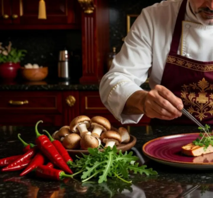 Elegáns fine dining fogás művészi tálalással